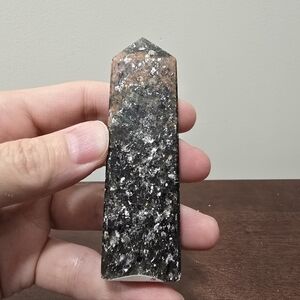 Black Biotite Mica Schist with Hematite Crystal Tower